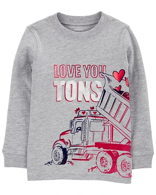 Toddler Truck Cotton Blend Long-Sleeve Tee - Gray