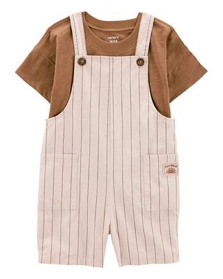 Toddler 2-Piece Tee & Striped Shortall Set