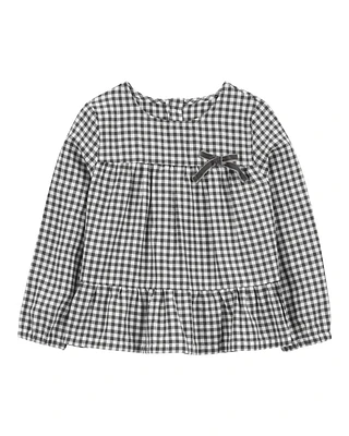 Toddler Plaid Twill Long-Sleeve Fashion Top