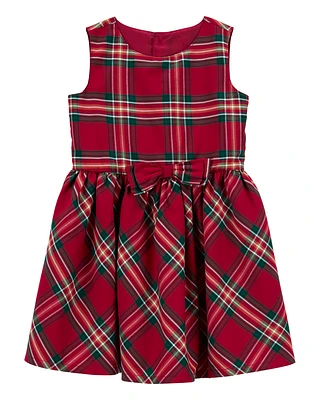 Toddler Plaid Sateen Holiday Dress