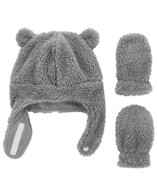 Baby 2-Pack Sherpa Hat & Mitten Set