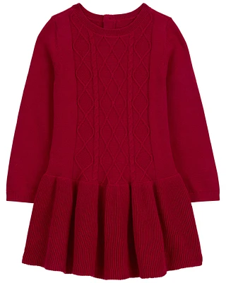 Toddler Cable Knit Sweater Dress