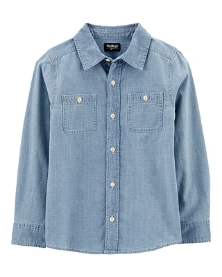 Kid Button-Front Chambray Shirt