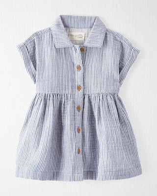 Baby Organic Cotton Striped Button-Front Dress