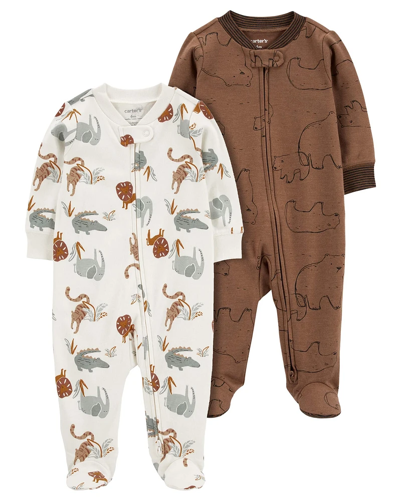 Baby 2-Pack Animal Print 2-Way Zip Sleep & Plays