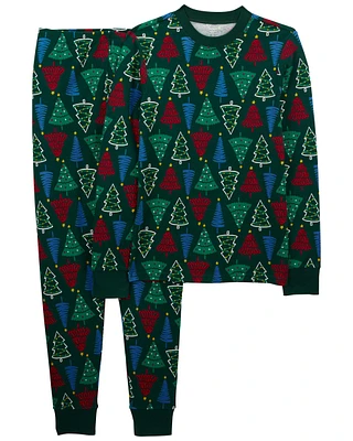 Adult 2-Piece Christmas Tree 100% Snug Fit Cotton Pajamas