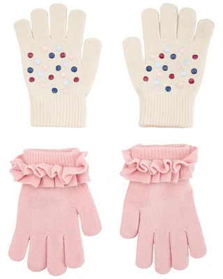 Kid 2-Pack Polka Dot Ruffle Gripper Gloves