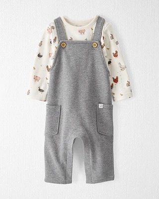 Baby Organic Cotton Overalls Set Farm Animals