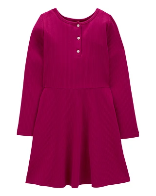 Kid Ribbed Long-Sleeve Dress