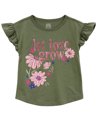 Toddler Let Love Grow Floral Flutter Tee