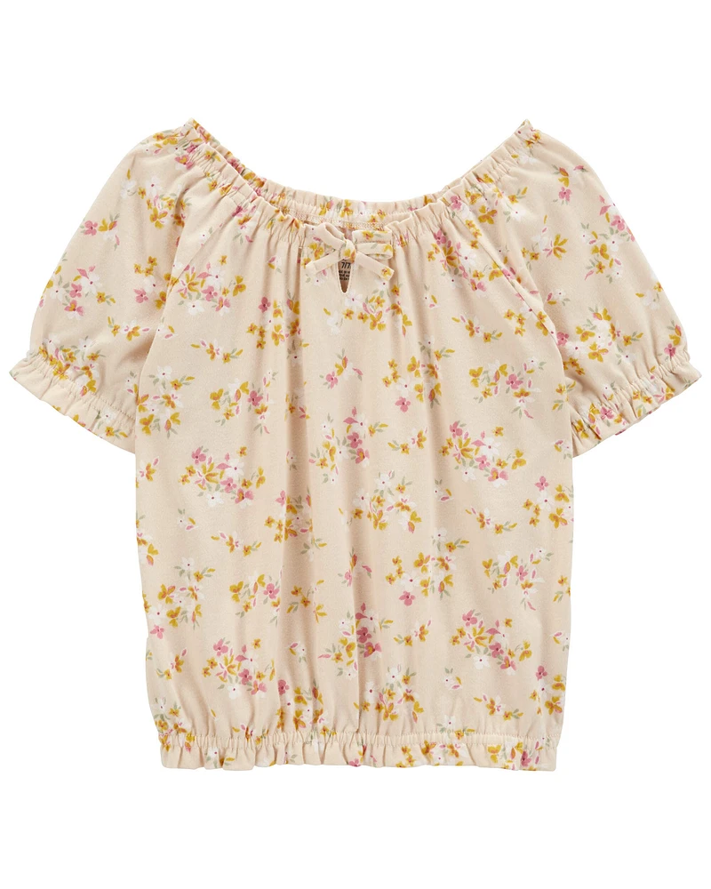 Kid Floral Print Cinched Top