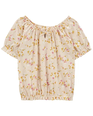 Kid Floral Print Cinched Top