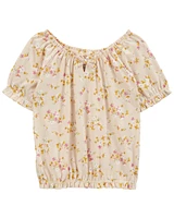 Kid Floral Print Cinched Top