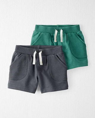 Baby 2-Pack Organic Cotton Waffle Knit Shorts