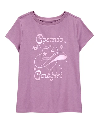 Kid Cosmic Cowgirl Short-Sleeve Graphic Tee - Purple