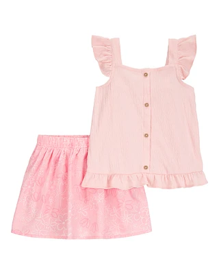Toddler 2-Piece Print Skort Set - Pink