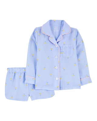 Toddler Bee Print Loose Fit Ribbed 2-Piece Pajamas