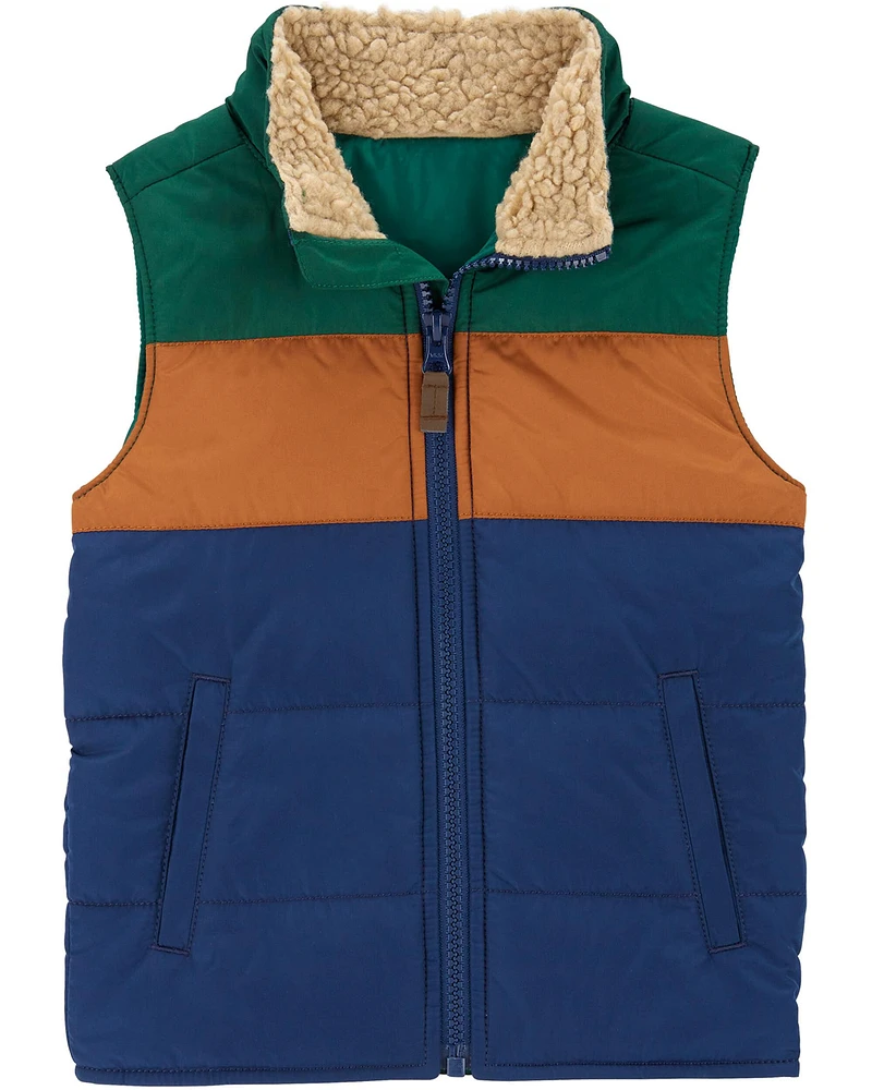 Toddler Colorblock Zip-Up Puffer Vest