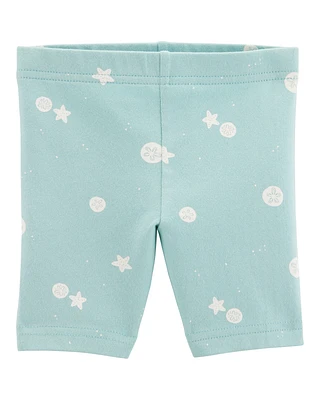 Baby Girl Sea Print Bike Shorts - Green