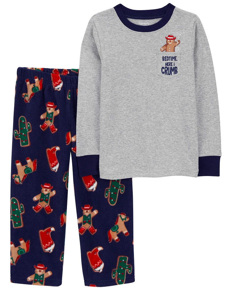 Toddler 2-Piece Gingerbread Cotton & Fleece Pajamas