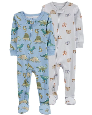 Toddler 2-Pack 100% Snug Fit Cotton Footie Pajamas