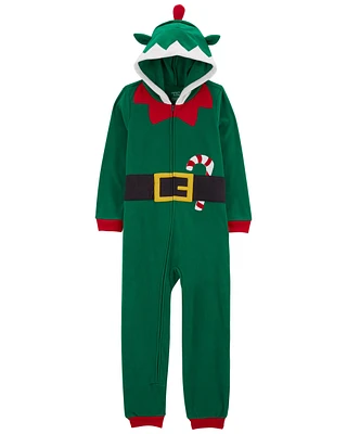 Kid 1-Piece Elf Fleece Costume Pajamas