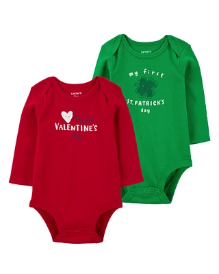 Baby 2-Pack Holiday Ribbed Long-Sleeve Bodysuits