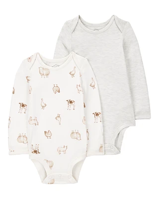 Baby 2-Pack Animal Print Long-Sleeve Bodysuits