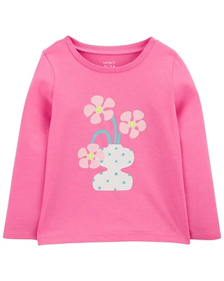 Toddler Flower Cotton Blend Graphic Tee