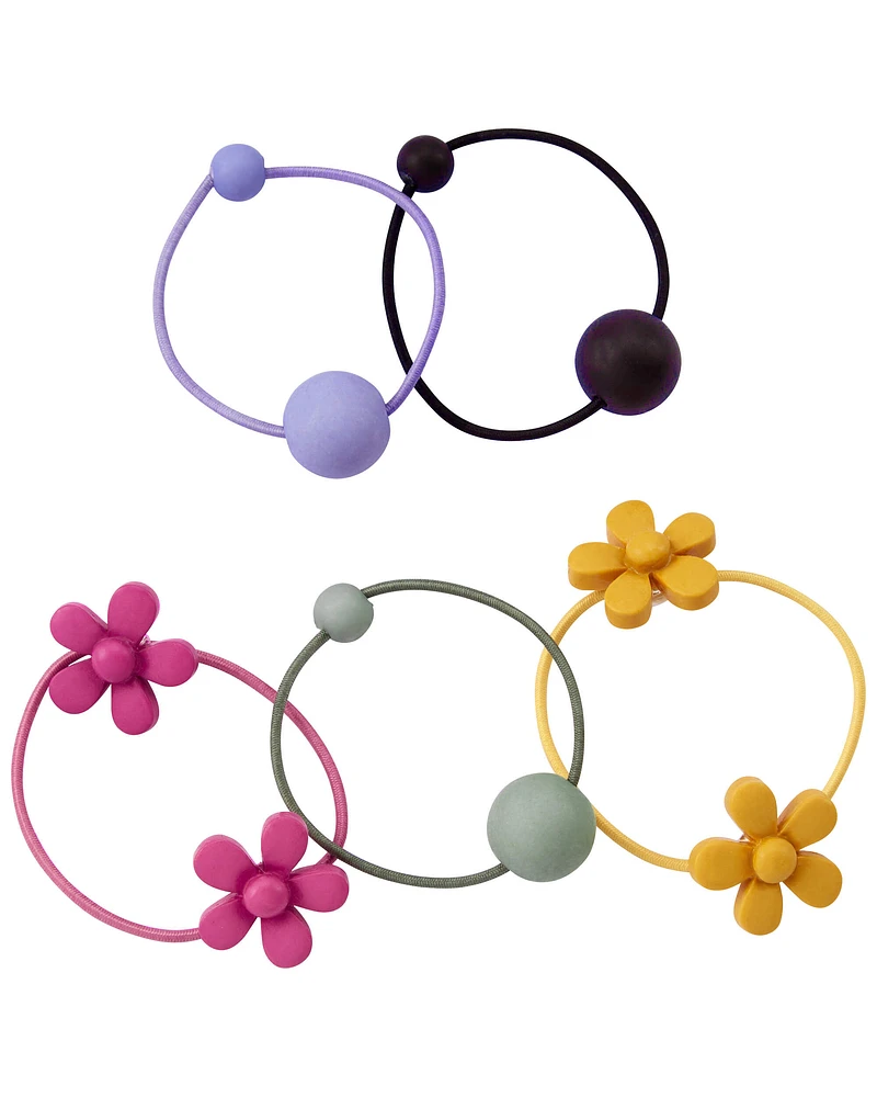 5-Pack Flower Hair Ties