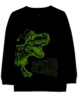 Kid Santa Claws Dinosaur Graphic Tee