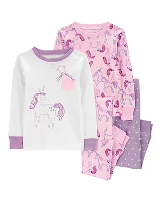 Baby 4-Piece Unicorn 100% Snug Fit Cotton Pajamas