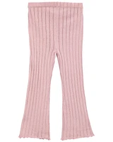 Baby Ribbed Sweater Knit Flare Pants - Pink