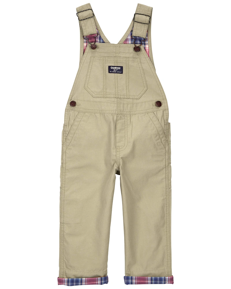 Toddler Classic Plaid-Lined Canvas Overalls