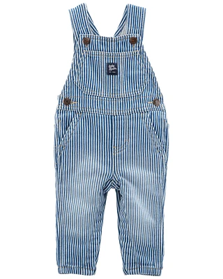 Baby Knit-Like Denim Hickory Stripe Overalls