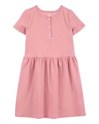 Kid Solid Short-Sleeve Dress - Pink