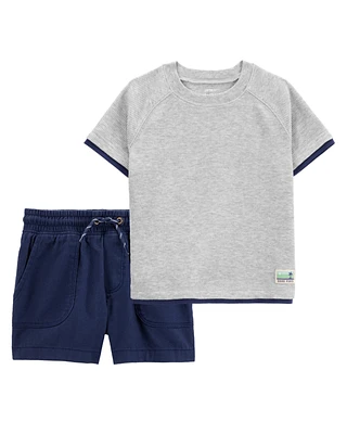 Toddler 2-Piece Thermal Tee & Shorts Outfit Set