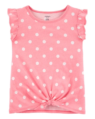 Kid Polka Dot Tie-Front Jersey Tee