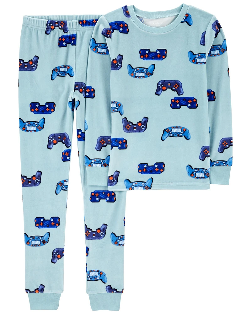 Kid 2-Piece Fuzzy Velboa Video Game Pajamas