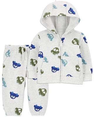 Baby 2-Piece Car Print Hoodie & Jogger Set