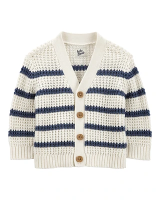 Baby Striped Button-Front Sweater Knit Cardigan