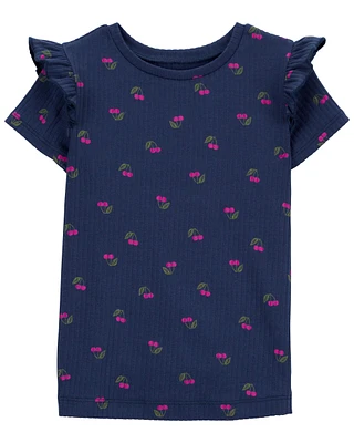 Toddler Navy Cherry Flutter Top