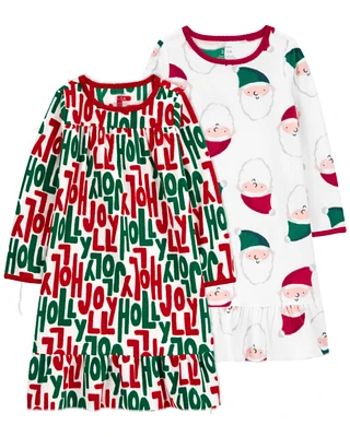 Kid 2-Pack Christmas Fleece Nightgowns