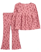 Toddler 2-Piece Floral Top & Flare Legging Set