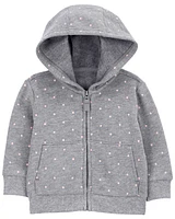 Baby Polka Dot Zip-Up Fleece Hoodie & Pants Set