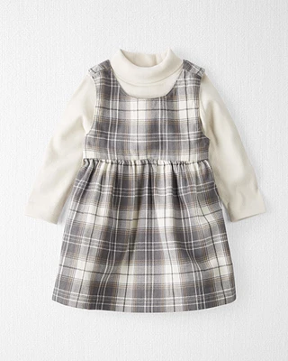 Baby 2-Piece Organic Cotton Herringbone Dress Set Plaid