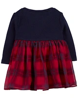 Baby Long-Sleeve Plaid Dress