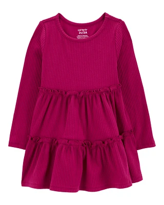 Toddler Long-Sleeve Ribbed Dress