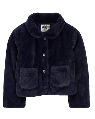 Kid Faux Fur Button-Front Jacket