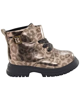 Toddler Cheetah Print Lace-Up Boots